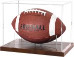 Fitense Full Size Acrylic Football Display Case Solid Wood Base | UV protective transparent holder with removable bracket, storage for signed football sports memorabilia collectibles - Image 2