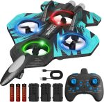 Foam RC Airplane with Cool Led Light, 360° Flip and Headless Mode, Remote Control Airplane RC Plane for Kids Adults Aged 6+, RC Flying Toy for Kids, Birthday Gift - Black Blue - Image 2
