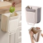 Foldable Kitchen Trash Can, Grayish White: 6L | Multipurpose Hanging Collapsible Trash Can for Kitchen, Plastic Wall Mounted Kitchen Waste Bin for Home, RV, Camping, Office - Image 2