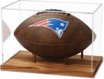 Football Display Case Full Size, Acrylic Clear Box with Wood Stand, UV Protected Memorabilia Holder, for Football Fans & Collectors, Sports Collectibles, No Assembly Required - Image 2