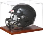 Football Helmet Display Case, Full Size Acrylic Baseball Motorcycle Helmet Showcase, UV Protection Souvenirs and Collectibles Box with Solid Wood Base & Riser, Ideal Gift for Sports Enthusiast - Image 2