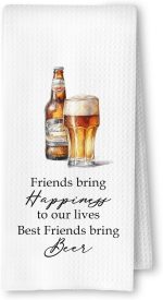 Friend and Beer Kitchen Towels, Gifts for Beer Lovers Dish Tea Bar Towels for Kitchen Bar Cart Decor, Alcohol Gifts for Men Women Decorative Hand Towels, 16x24 Inches - Image 2