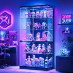Full Glass Display Cabinet with RGB Lights and Lock for Collectibles, Black | Human Body Induction, 5 Dynamic & 7 Static Lights, Frameless Shatter-Proof Glass, 5-Layers Shelves, Adjustable Brightness - Image 2