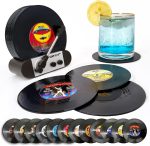 Funny Retro Vinyl Record Coasters, Creative Drink Coasters Set of 12 with Vinyl Record Player Holder for Music Lovers, Housewarming Hostess Gifts, Birthday and White Elephant Gifts Ideas - Image 2