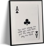 GEFQBBLD Funny Lucky Ace Poker Wall Art,Funky Mdern Canvas Black Art Prints Painting,Retro Minimalist Black and White Playing Card Posters,Trendy Aesthetic Preppy Wall Decor 8x10in Black Framed - Image 2