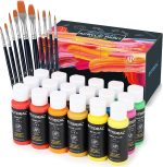 GOTIDEAL Acrylic Paint Set with 10 Brushes, 18 Colors Outdoor/Indoor (59ml, 2 oz) Art Craft Paint Non Toxic, Perfect for Hobby, Artist, Adults, Ideal for Canvas Wood Clay Ceramic Paint Supplies - Image 2