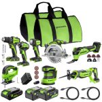 GREENWORKS 24V (8-TOOL) Combo (Drill, Impact Driver, Circular Saw, Reciprocating Saw, Jigsaw, Multi-Tool, Sander, Flashlight), 4.0Ah + (2) 2.0Ah (Power Bank) Batteries, (2) Cables, 65W Rapid Charger - Image 2