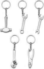 Garneck 5Pcs Mini Repair Tool Keychain Set: Metal Tiny Wrench Hammer Pliers Spanner Key Chains Pocket Wrench Pendant Utility Keyring Gift for Men Women - Image 2