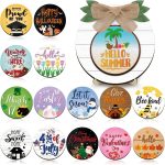 Geetery 17 Pieces Summer Interchangeable Season Sign DIY Holiday Icons Decor with Wooden Easel Round Home Decorative with 15 Seasonal Icons Holiday Sign Set for Tabletop Porch Decoration - Image 2