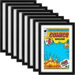 Geetery 8 Pack Comic Book Frame UV Protection Magazine Picture Display Wall Mount Book Fit Current up to 6 3/4" x 10 1/4" Wall or Tabletop Display with Spring Clip Installed Hanger(Black (white Mat)) - Image 2