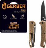 Gerber Gear Zilch Pocket Knife - 3.1" Plain Edge Blade Folding Knife - EDC Gear and Equipment - Coyote Brown - Image 2