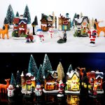 Gerrii 31 Pcs Christmas Village Sets with LED Lights Figurines Indoor Decor | Collectible Buildings, Snow Blanket Roll, Xmas Village Collection for Mantel, Shelf, Window, Tabletop, Room Displays - Image 2