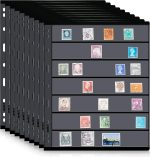 Gersoniel 10 Sheets Pages Postage Stamp Album Pages 11x 8.58 Inch Stamp Collecting Supplies 9 Hole Standard for Binder(7 Rows) - Image 2