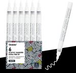 Grabie 6 White Acrylic Paint Markers, 0.7 mm Extra Fine Tip | Bright White Coverage, Ultra Fine Detailing, Fast Drying Acrylic Ink, Crisp Highlights, Smooth Writing, Ideal For Artists - Image 2
