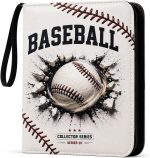 HBK Baseball Card Binder 400 Pokcets, Fits Standard Size Trading Cards | PU Leather Collectible Tading Card Albums with 50 Removable Sleeves, 3- Ring Sports Card Holder for Baseball Cards Storage - Image 2
