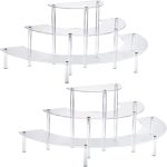 HENABLE Acrylic Display Risers, 3 Tier Clear Cupcake Perfume Stand Organizer, Half Moon Dessert Stand for Display, Food, Amiibo Funko POP Figure (2half - Image 2