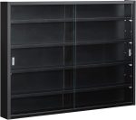 HOMCOM 5-Tier Display Cabinet, Glass Door Cabinet with Adjustable Shelves, Wall-Mounted Display Case for Playroom, Bedroom, Black - Image 2
