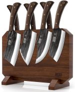 HOSHANHO 8PCS Butcher Kitchen Knife Set, Sharp Magnetic Knife Block Set | Hand Forged High Carbon Stainless Steel Chef Knives Set with Meat Cleaver Knife & Bone Chopper Knives Gift for Men - Image 2
