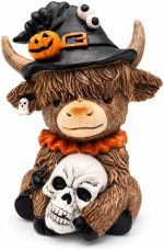 Halloween Highland Cow Witch Ornament, Black | 2026 New Resin Witch Cow Figurine for Home Office, Halloween Pumpkin Highland Cow Resin Statue for Desk Mantel Shelf Ornament - Image 2