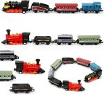Hanaive Train Toys,Small Pull Back Train,Steam Locomotive,Black,Red | Retro Diecast Model for Boys Girls Party Favors, Classroom Teacher Rewards, Includes Locomotive with 3 Cars per Train Set - Image 2