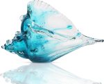 Hand-blown glass conch sculpture, modern green sea glass art decorative conch statue, coastal decor shell sculpture, suitable for living room TV cabinets, offices, shelf decorations and ornaments. - Image 2