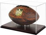 Happyseason Football Display Case, Clear Acrylic, Wood Base | Stainless Steel Pegs, Signed Football Stand Holder Full Size Large, Autographed Sports Memorabilia Collector Box, No Assembly - Image 2