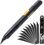 High Precision Detail Craft Knife Pro - 30 Degree Blade Utility Knife - Art, Craft, Model Making (1 Pro Knife, 10 Black Blades) - Image 2