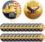 Highergo 20 Pcs 250th Anniversary USA Commemorative Coins Eagle,Style 1 | Patriotic Symbols with Liberty Bell Statue, Challenge Coin for Celebration Display, 250 Year Merchandise Collectors Gift - Image 2
