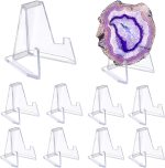 Hipiwe 10 Packs Acrylic Easel Stands X-Large Clear Rock Display Holder | Coin Dispaly Easel for Displaying Agate Slices Coins Challenge Medals Casino Chips, 2.7 Inch Tall - Image 2