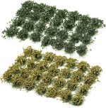 Honoson 56 Pieces Miniature Green Bushy Tufts Lowland Shrubs Tuft Terrain Model Kit for Train Landscape Railroad Scenery Military Layout Model Gaming Terrain Scale Train Accessories - Image 2
