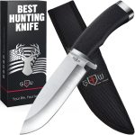 Hunting Knife with Sheath Survival Knives for Men - Best Tactical Camping Hunting Hiking Knife - Bushcraft Field Gear Accessories Tool - Fixed Blade Sharp Knofe with Rubber Handle for Men 148109 - Image 2