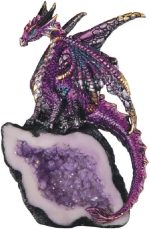 ICE Armor 5.5" H Purple Dragon Guarding Faux Crystal Cave Statue Fantasy Decoration Figurine - Image 2