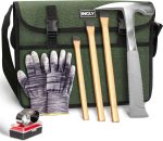 INCLY 7 PCS Geology Rock Pick Hammer Kit, Rock Hounding Equipment | 22oz Hammer, Musette Bag, Jewelers Loupe, Gloves, 3PCS Digging Chisels Set for Rockhounding, Gold Mining, Prospecing - Image 2