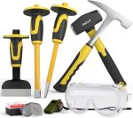 INCLY 8PCS Geology Rock Pick Equipment Kit, Rock Hammer and Chisel Set | 3lb Sledge & 32oz Rock Hammer,3PCS Concrete Chisel,Goggles,Jewelers Loupe,Rock Hounding Equipment for Splitting,GoldMining - Image 2