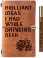 InnoBeta Beer gifts Leather Journal Notebook with Pen, for Beer Lovers, Men, Women on Birthday, Refillable Sketchbook, Travel Diary, Lined Planner, 7x5 Inches, Brown - Image 2