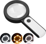 JMH Magnifying Glass with Light, Handheld Large Magnifying Glass 18LED Cold and Warm Light with 3 Modes, Illuminated Lighted Magnifier for Seniors Reading, Coins, Jewelry - Image 2