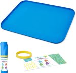Just Messin’ Silicone Arts and Crafts Mat for Kids, 12" x 18", Blue | Non-Slip, Reusable, Heat-Resistant Mat, 0.6" Raised Edges to Contain Mess & Protect Tables, Great for Slime,Resin,Legos,Paint - Image 2