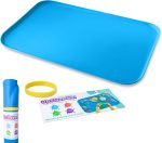 Just Messin’ Silicone Arts and Crafts Mat for Kids, 16" x 26", Blue | Non-Slip, Reusable, Heat-Resistant Mat, 0.6" Raised Edges to Contain Mess & Protect Tables, Great for Slime,Resin,Legos,Paint - Image 2