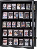 KCRasan 35 Graded Sports Card Display Frame -Card Display Case Lockable | Trading Card Collector Wall Display Holder for Basketball Football Hockey Cards, UV Protection Acrylic,Black - Image 2