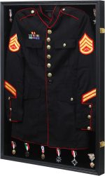 KCRasan Military Uniform Display Case - Police Uniform Display Frame Black | Uniform Shadow Box Wall Cabinet with Uv Protection Acrylic Door for Collection Military Uniform Black - Image 2