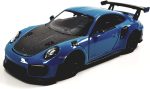 KiNSMART 2010 Porsche 911 GT2 RS Aqua Blue 1/36 Scale Diecast Metal Model Toy Sports Car - Image 2