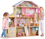 KidKraft Majestic Mansion Wooden Dollhouse with 34 Pieces, Working Elevator | 4 Feet Tall, Garage, 4 Floors, 8 Rooms, Attic Nursery, For Dolls Up to 12 Inches, Gift for Ages 3+ - Image 2