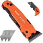 Klein Tools 44306 FLICKBLADE 2-in-1 Folding Utility Knife and Scraper with Built-In Blade Storage, Dual Locking Positions, Includes 3 Triple-Ground Carbon Steel Blades - Image 2