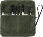 Knife Roll Bag, Chef’s Knife Roll Bag, Heavy Duty Chef Knife Roll Bag with 6 Slots, Waxed Canvas Knife Bag Roll, Knife Pouch Holder for Home, Kitchen, Grill (green) - Image 2