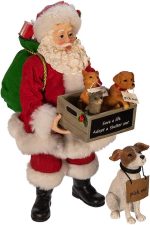 Kurt Adler 10.5-Inch Fabriché™ Adopt-a-Pet Santa with Dog, 2 Piece Set - Image 2