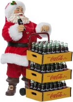 Kurt Adler Coca-Cola Santa with Delivery Cart, 10.5-Inch, Set of 2 | Officially Licensed Christmas Table Piece - Image 2