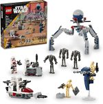 LEGO Star Wars Clone Trooper & Battle Droid Battle Pack Set for Kids, Buildable Toy Speeder Bike Vehicle, Tri-Droid and Defensive Post, Collectible, Gift for Boys and Girls Aged 7 and Up, 75372 - Image 2