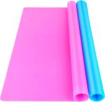 LEOBRO Silicone Mat for Resin Molds, 2 PCS 15.7" x 11.7" Playdough Mat, Silicone Mats for Crafts, Jewelry Resin Molds Mats, for Clay, Paint, Blue & Rose Red - Image 2
