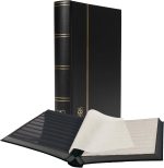 LIGHTHOUSE – “BASIC” Hard Cover Stockbook for Stamps - 64 Black Cardstock A4 Pages with Clear Strips and Double Linen Hinges - Black - Image 2