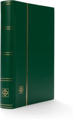 LIGHTHOUSE – “BASIC” Hard Cover Stockbook for Stamps - 64 Black Cardstock A4 Pages with Clear Strips and Double Linen Hinges - Green - Image 2
